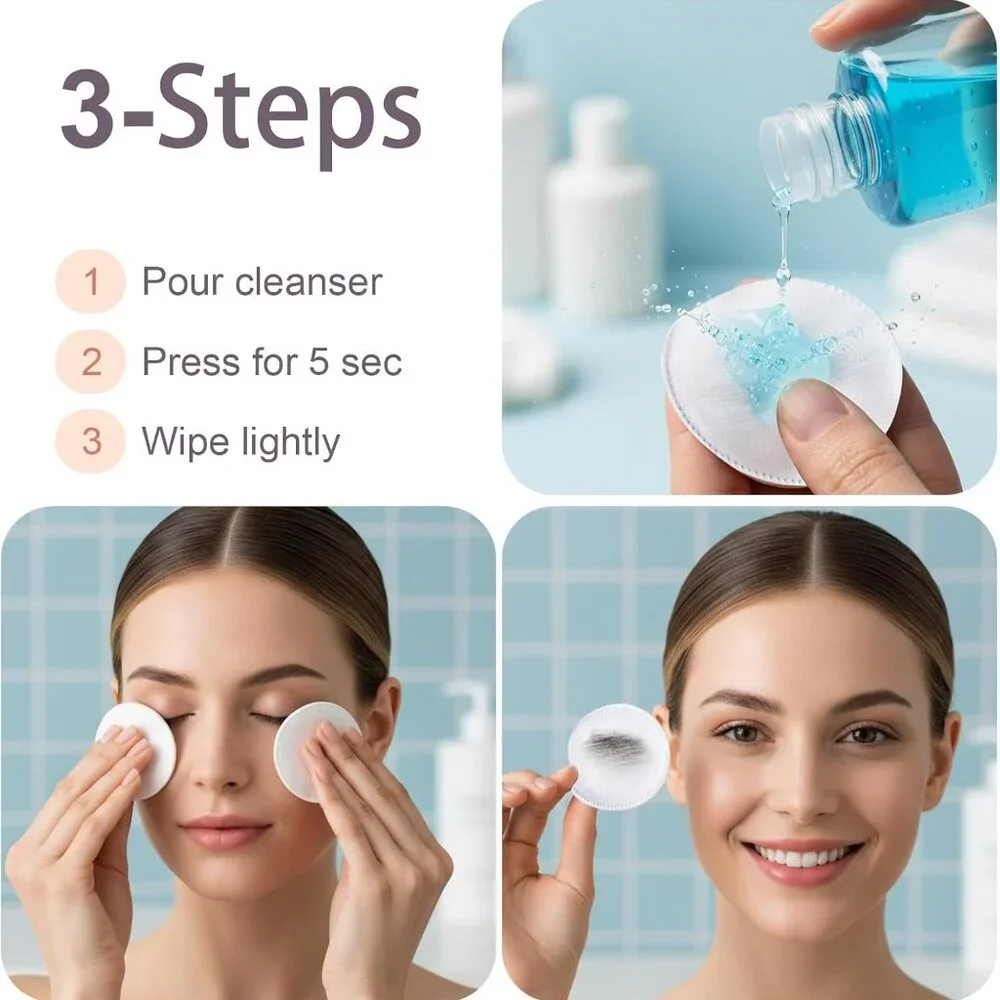 *3 FOR $9*NEW Garrelett Cotton Round Acrylic Bamboo Lid Clear Bathroom Dispenser